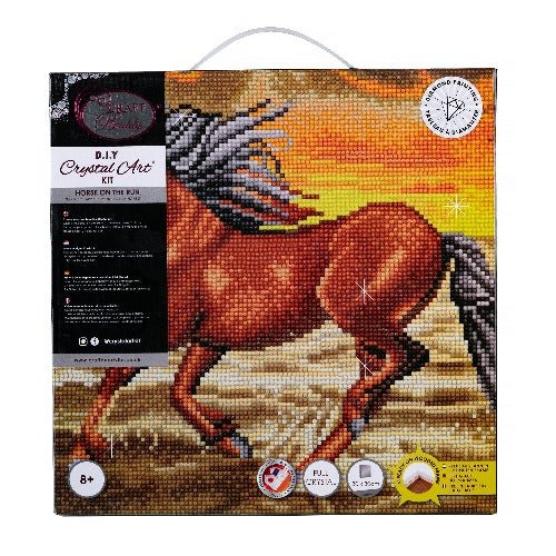 "Horse on the Run" Crystal Art Canvas Kit 30x30cm