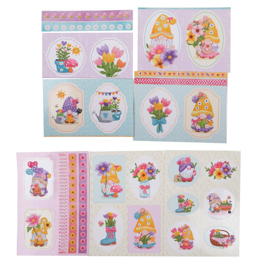 Crystal Art Paper Crafting Kit - Gnomes Flower Garden