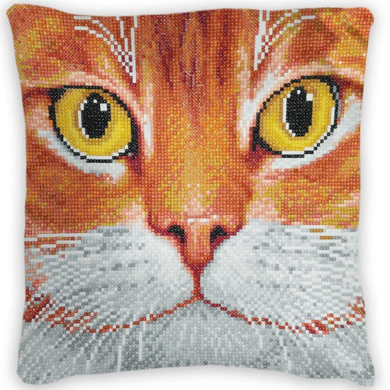 "Ginger Cat Face" Crystal Art 30x30cm Cushion Kit