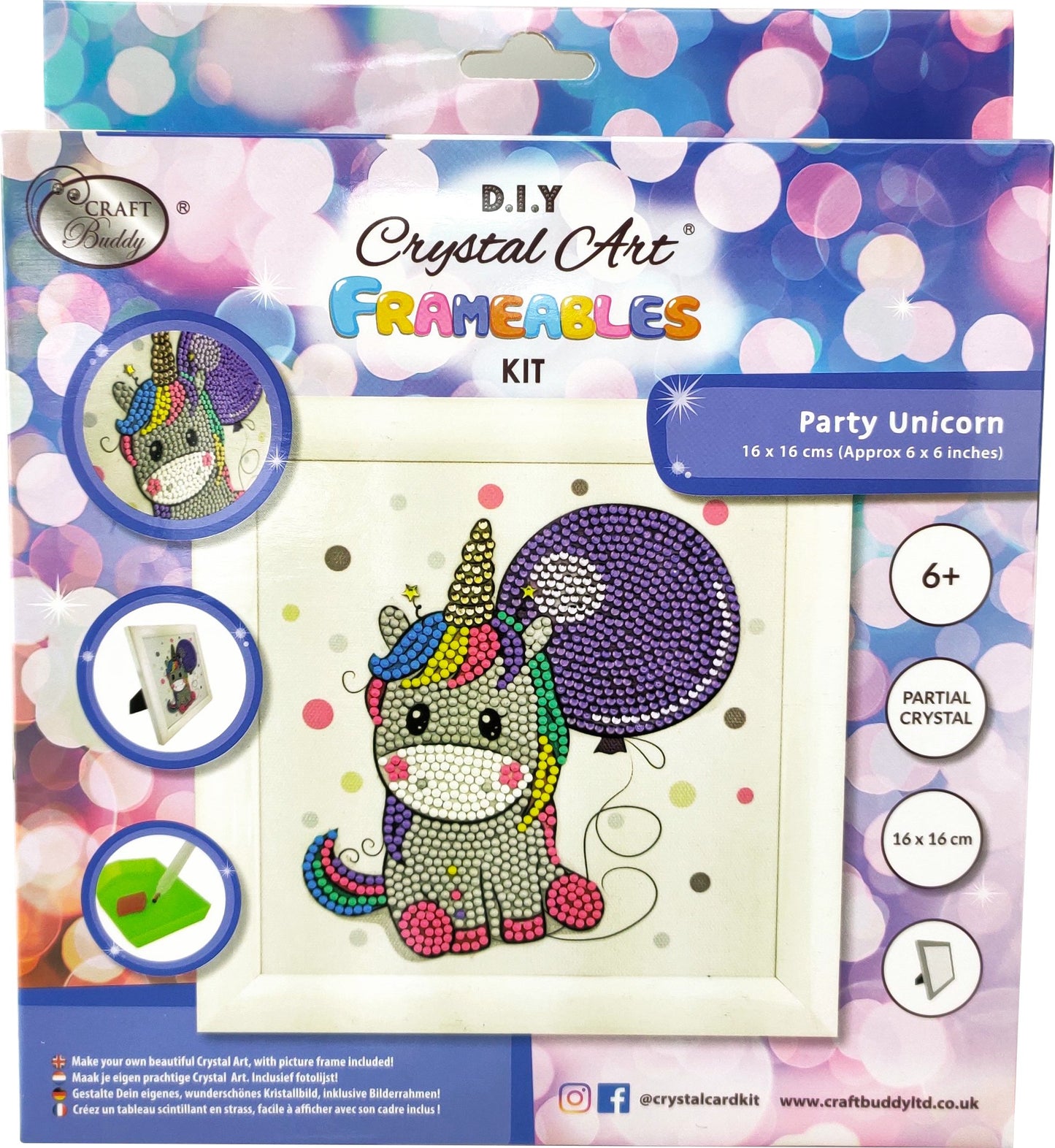 "Party Unicorn" Crystal Art Frameables Kit with Picture Frame