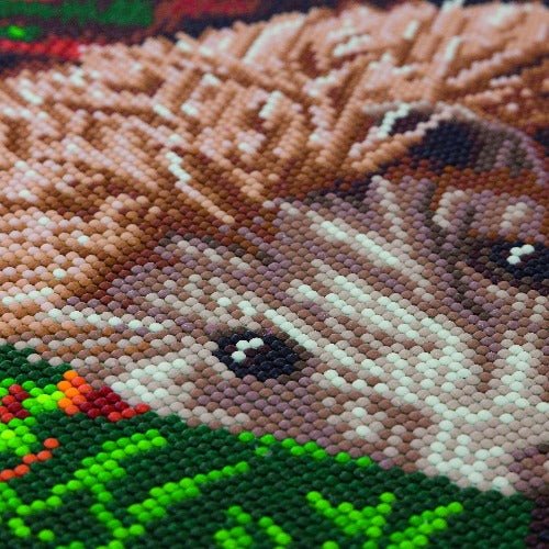 Hedgehog crystal art canvas closeup