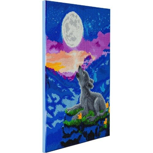 Howling wolf cub crystal art canvas kit side view