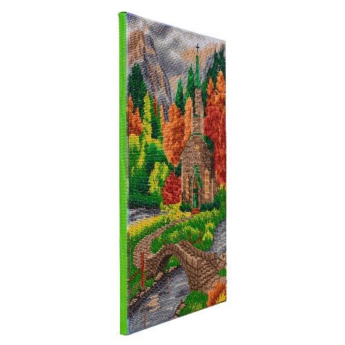 Church by the river crystal art canvas kit side view