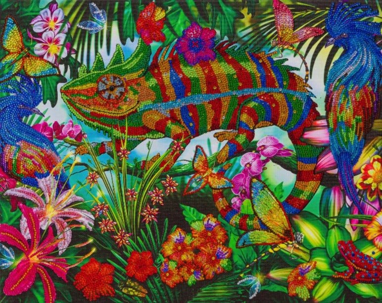 Chameleon jungle crystal art canvas kit