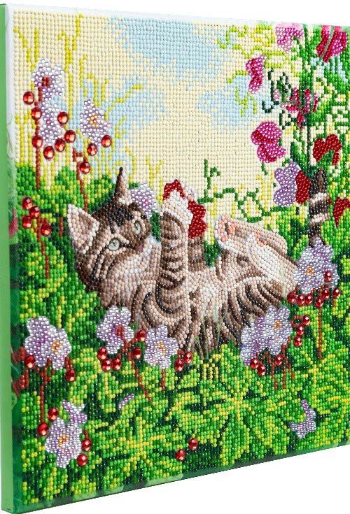 Playful cat crystal art kit side view