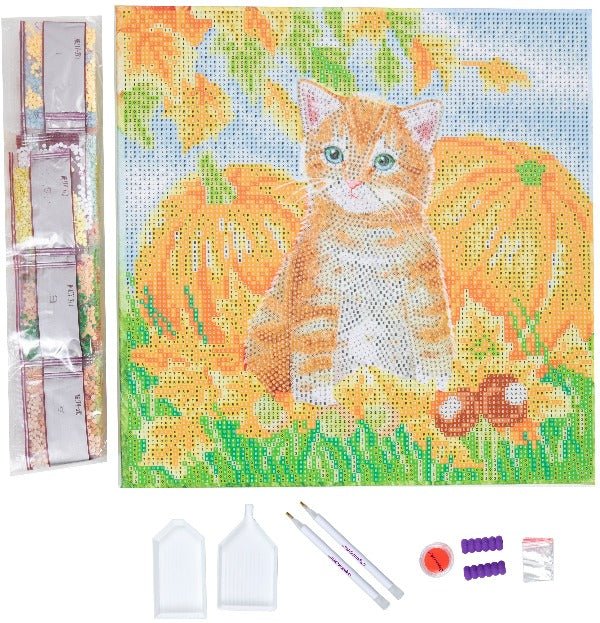 Autumn cat crystal art kit contents
