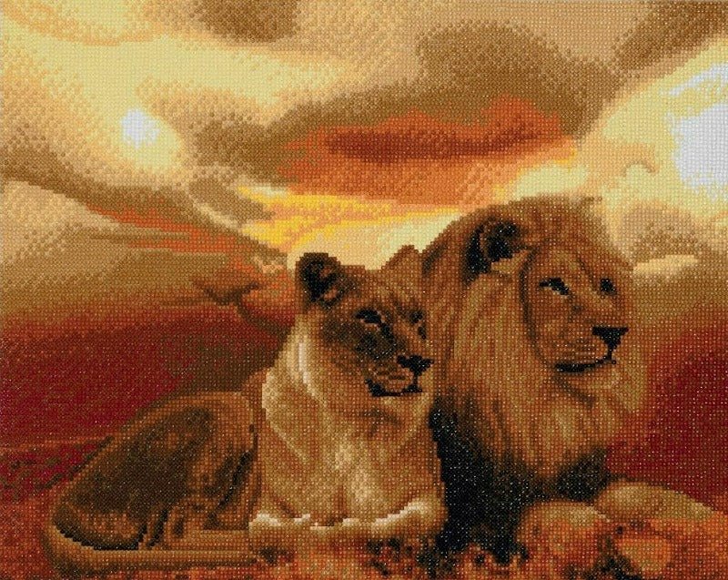 "Lions of Savannah" Crystal Art Canvas Kit 40x50cm