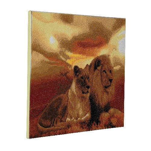 "Lions of Savannah" Crystal Art Canvas Kit 40x50cm