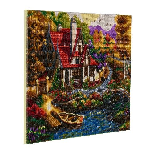 "Riverside Cottage" Crystal Art Canvas Kit 40x50 cm