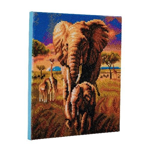 "Elephant of Savannah" Crystal Art Canvas Kit 30x30cm