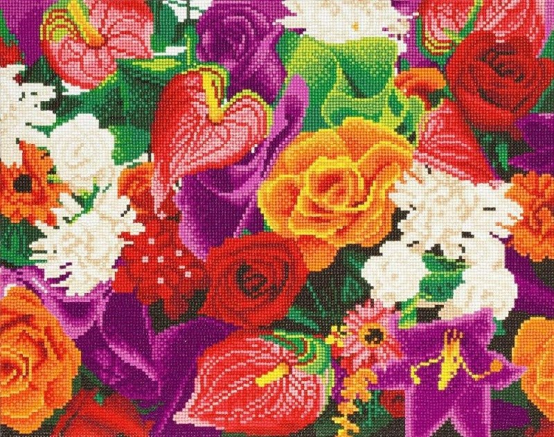 "Colourful Flowers" Crystal Art Canvas Kit 40x50cm