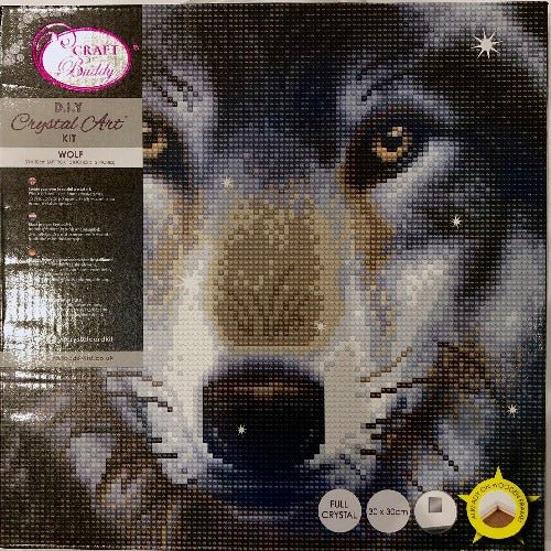 "Wolf" Crystal Art Canvas Kit 30x30cm