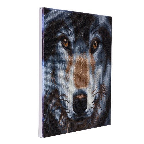 "Wolf" Framed Crystal Art 30x30cm