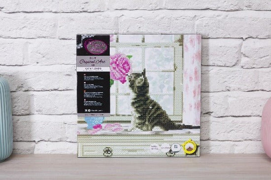 "Cat" Crystal Art Canvas Kit 30x30cm Front Packaging