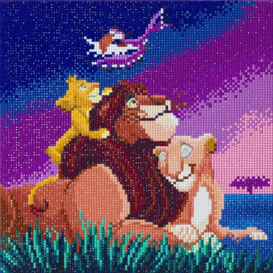 "Lion King Family" Crystal Art Canvas Kit 30x30cm