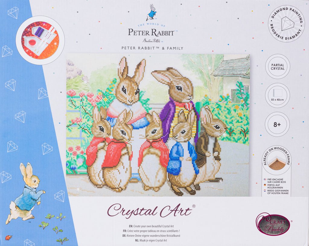 "Peter Rabbit and Family" Crystal Art Canvas 40x50cm