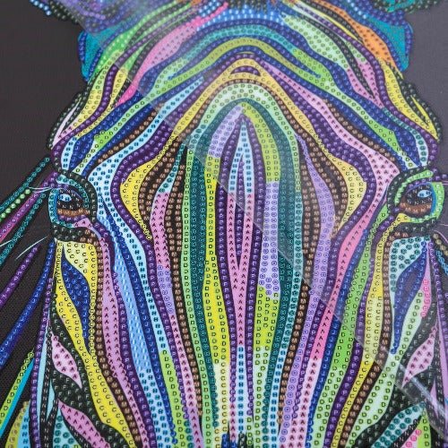 'Rainbow Zebra' 40x50cm Crystal Art Kit - Incomplete Close Up