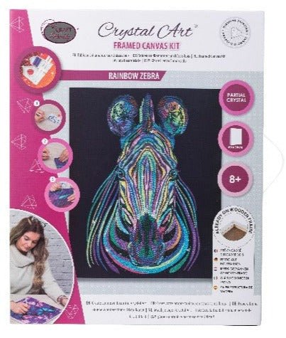 'Rainbow Zebra' 40x50cm Crystal Art Kit - Front Packaging