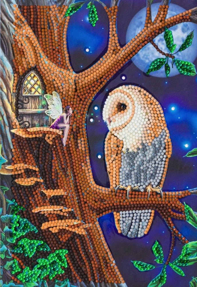 "Owl and Fairy Tree" Crystal Art Notebook Kit 26x18cm