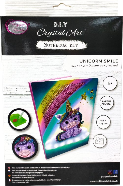 "Unicorn Smile" Crystal Art Notebook Kit 26x18cm