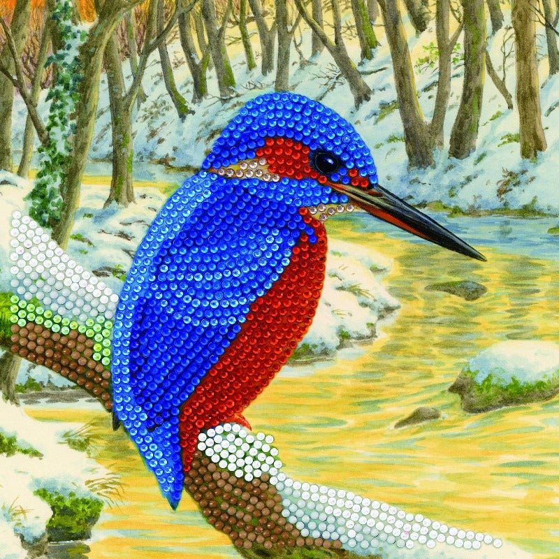 "Kingfisher" Crystal Art Card 18x18cm