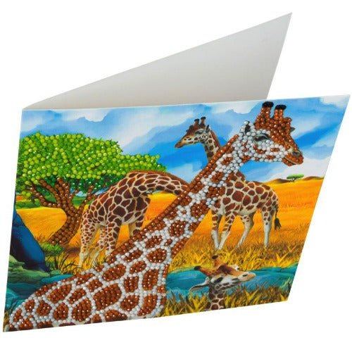 "Gentle Giraffes" Crystal Art Card 18x18cm