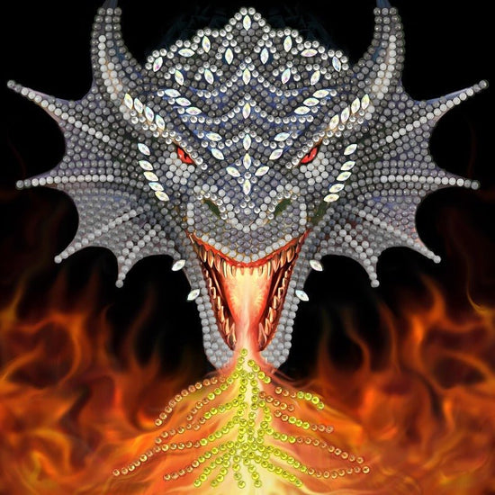 "Dragon Fire Head" by Anne Stokes Crystal Art Card 18x18cm