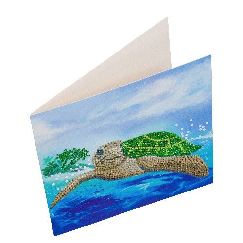 "Turtle Paradise" Crystal Art Card 18x18cm