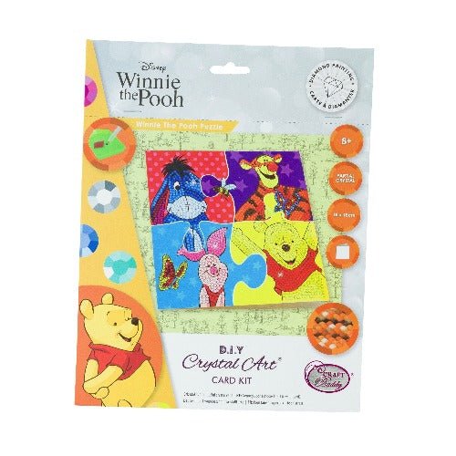 "Winnie The Pooh Puzzle" Crystal Art Card 18x18cm