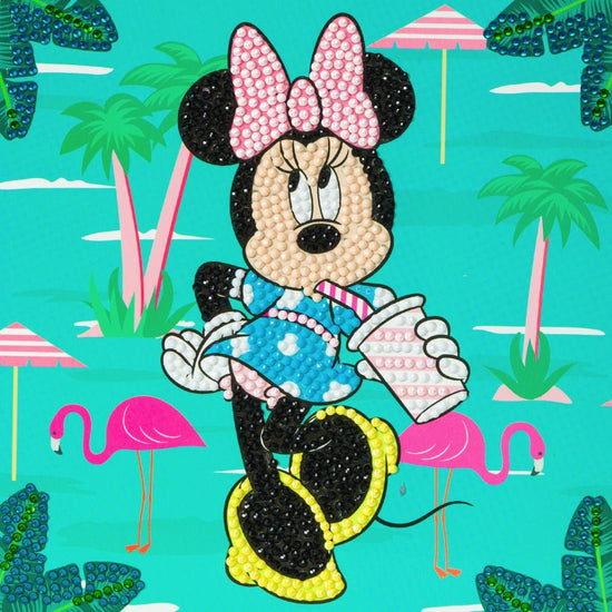 "Minnie on Holiday" Crystal Art Card 18x18cm