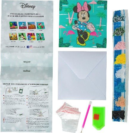 "Minnie on Holiday" Crystal Art Card 18x18cm