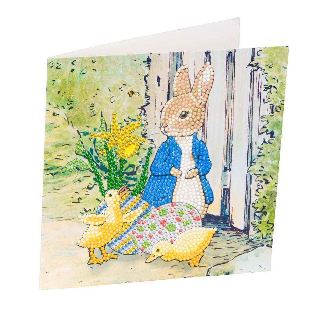"Peter Rabbit and Chicks" Crystal Art Card 18x18cm