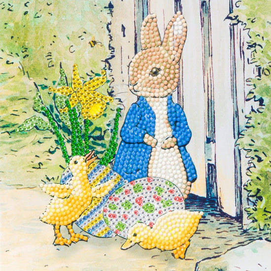 "Peter Rabbit and Chicks" Crystal Art Card 18x18cm