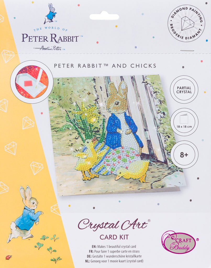 "Peter Rabbit and Chicks" Crystal Art Card 18x18cm