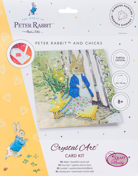 "Peter Rabbit and Chicks" Crystal Art Card 18x18cm