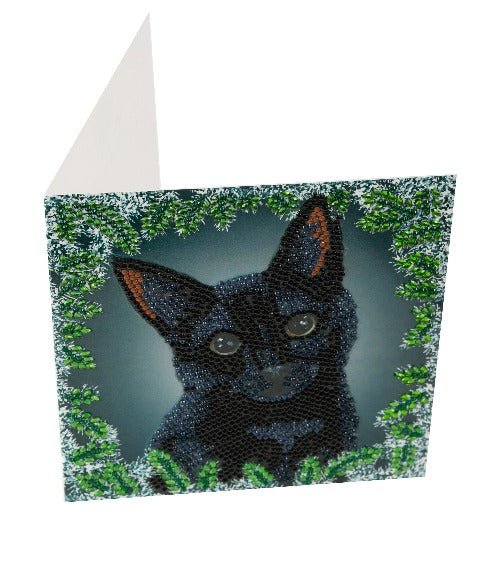 Christmas Cat 2 Crystal Art Card - Side View
