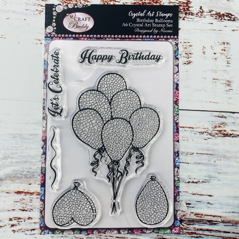 Birthday Balloons A6 Crystal Art Stamp Set