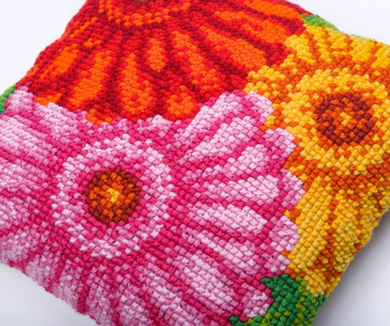 "Flower Burst" Cross Stitch Cushion Kit 43x43cm
