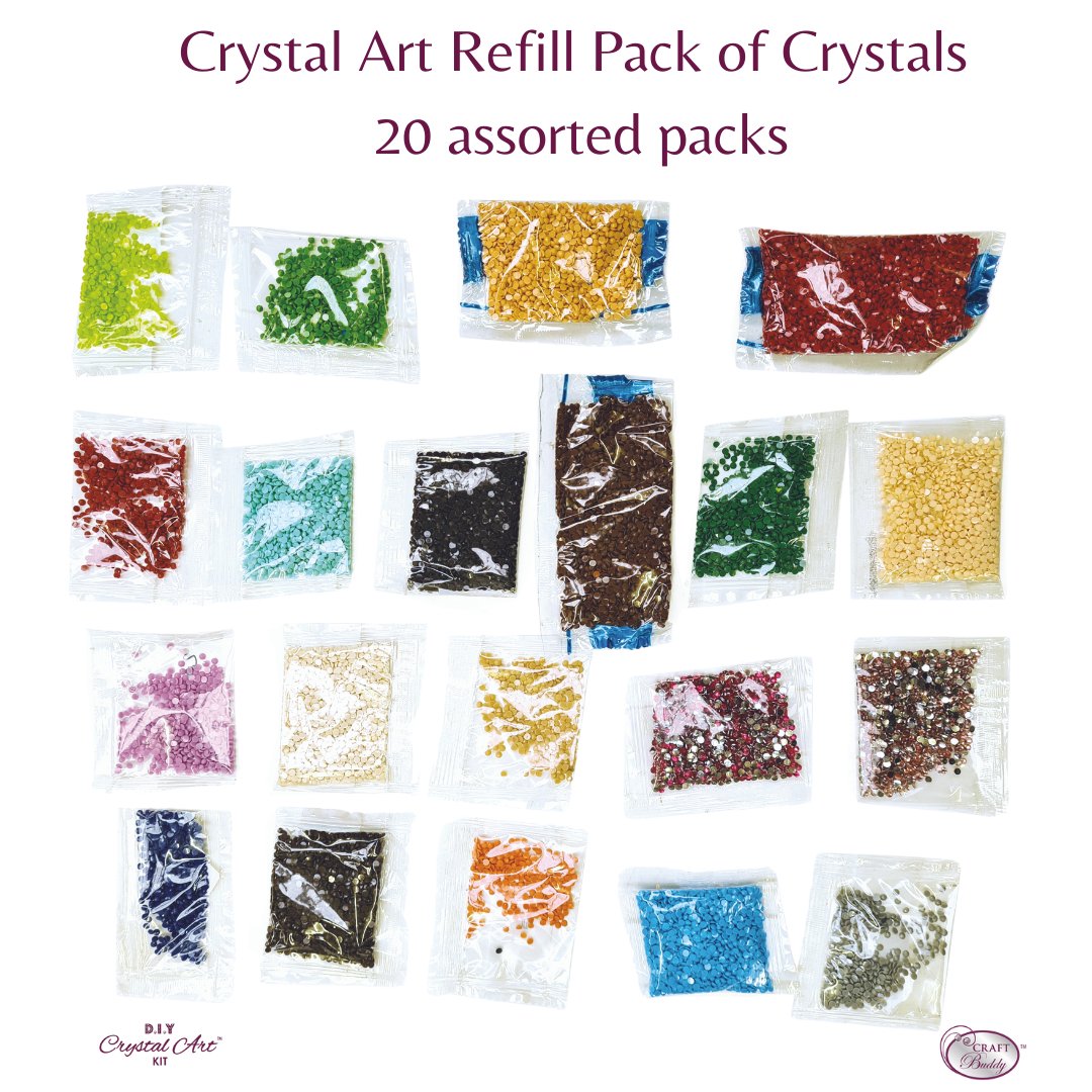 Craft Buddy Crystal Art Refill Pack of Crystals - 20 assorted packs