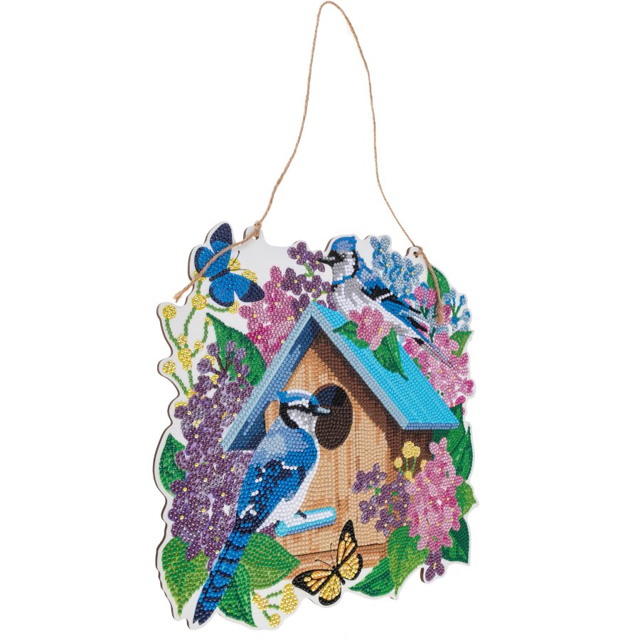 "Spring" Crystal Art Hanging Basket Front