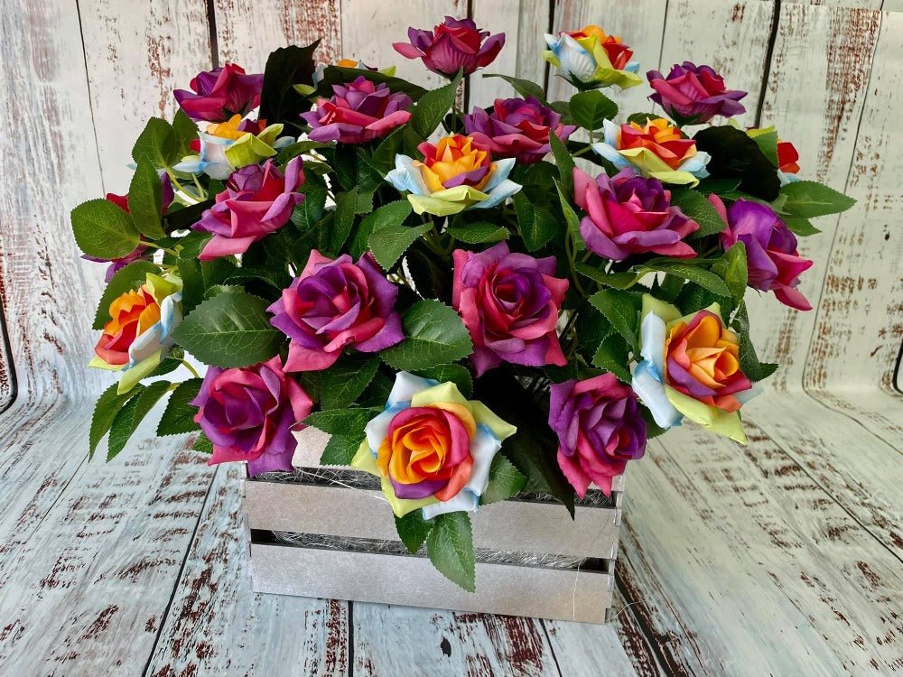 "Rainbow Roses" Forever Flowerz Makes approx 60 Flowers