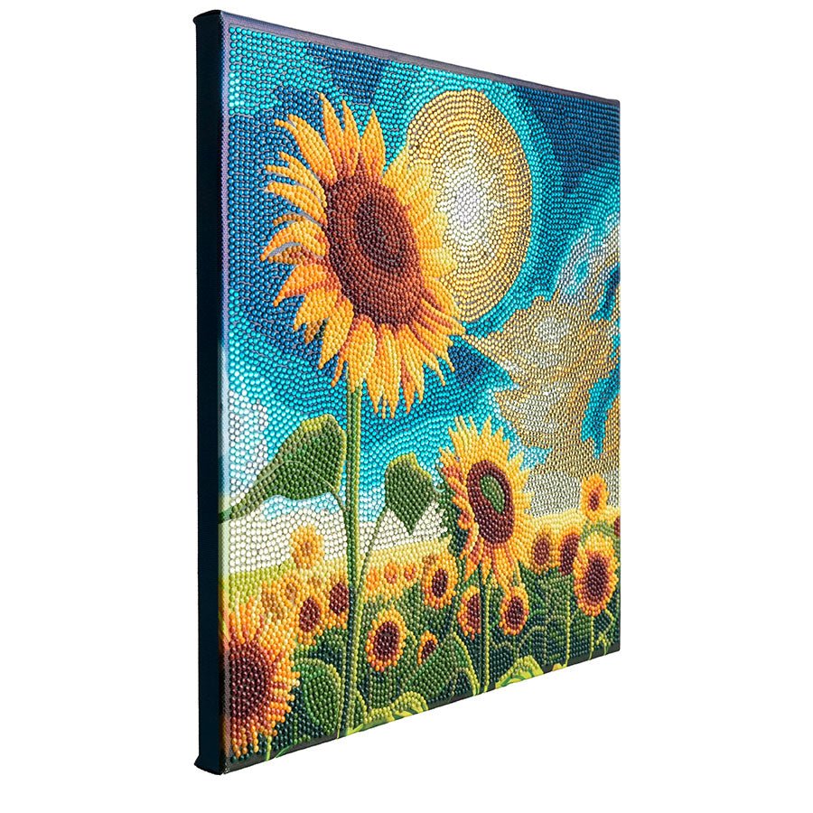 “Golden Sunflower Blooms” Crystal Art Canvas Kit 30x30cm