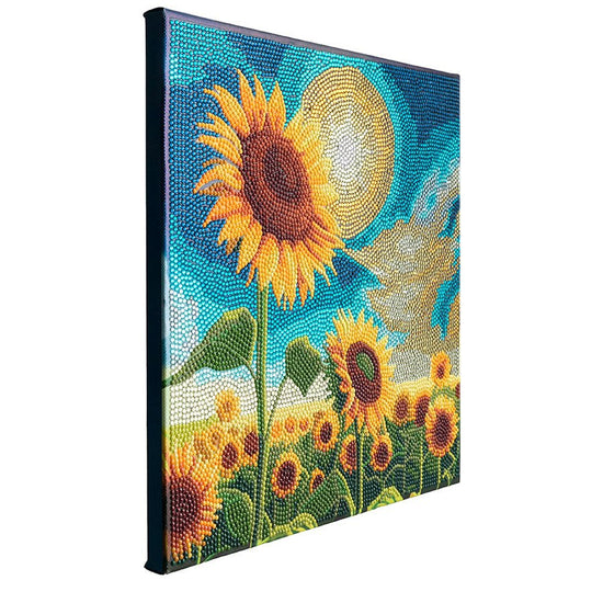 “Golden Sunflower Blooms” Crystal Art Canvas Kit 30x30cm
