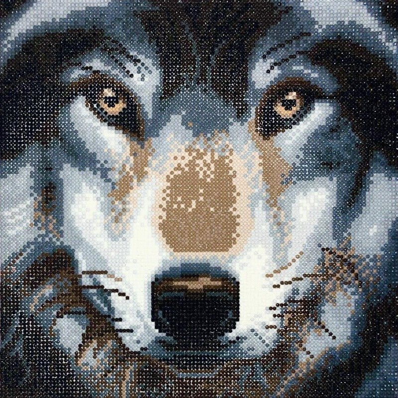 "Wolf" Framed Crystal Art 30x30cm