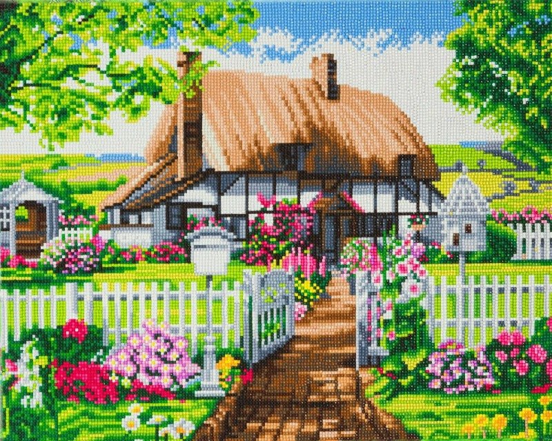 "Rose Cottage" Crystal Art Canvas Kit 40x50 cm