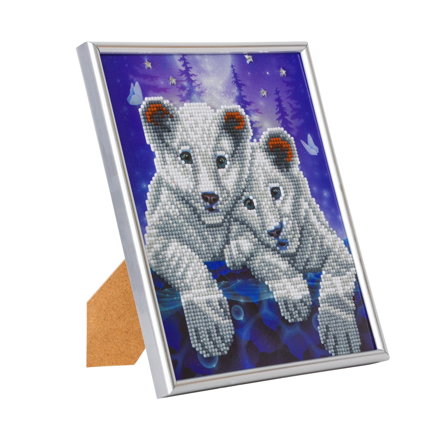 Tiger Cub Crystal Art Picture Frame Kit - White frame 21x25cm