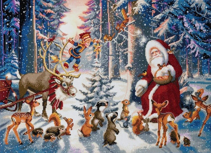 "Christmas in the Forest" Framed Crystal Art Kit, 90x65cm