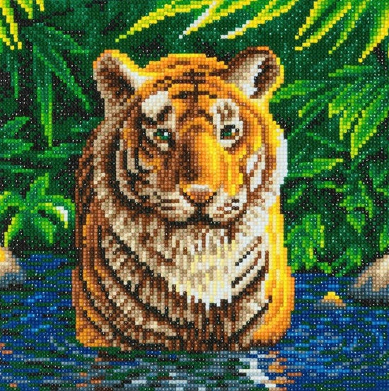 "Tiger Pool" Crystal Art Kit 30x30cm Front 