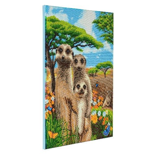 "Meerkat Family" Crystal Art Canvas Kit 40x50cm
