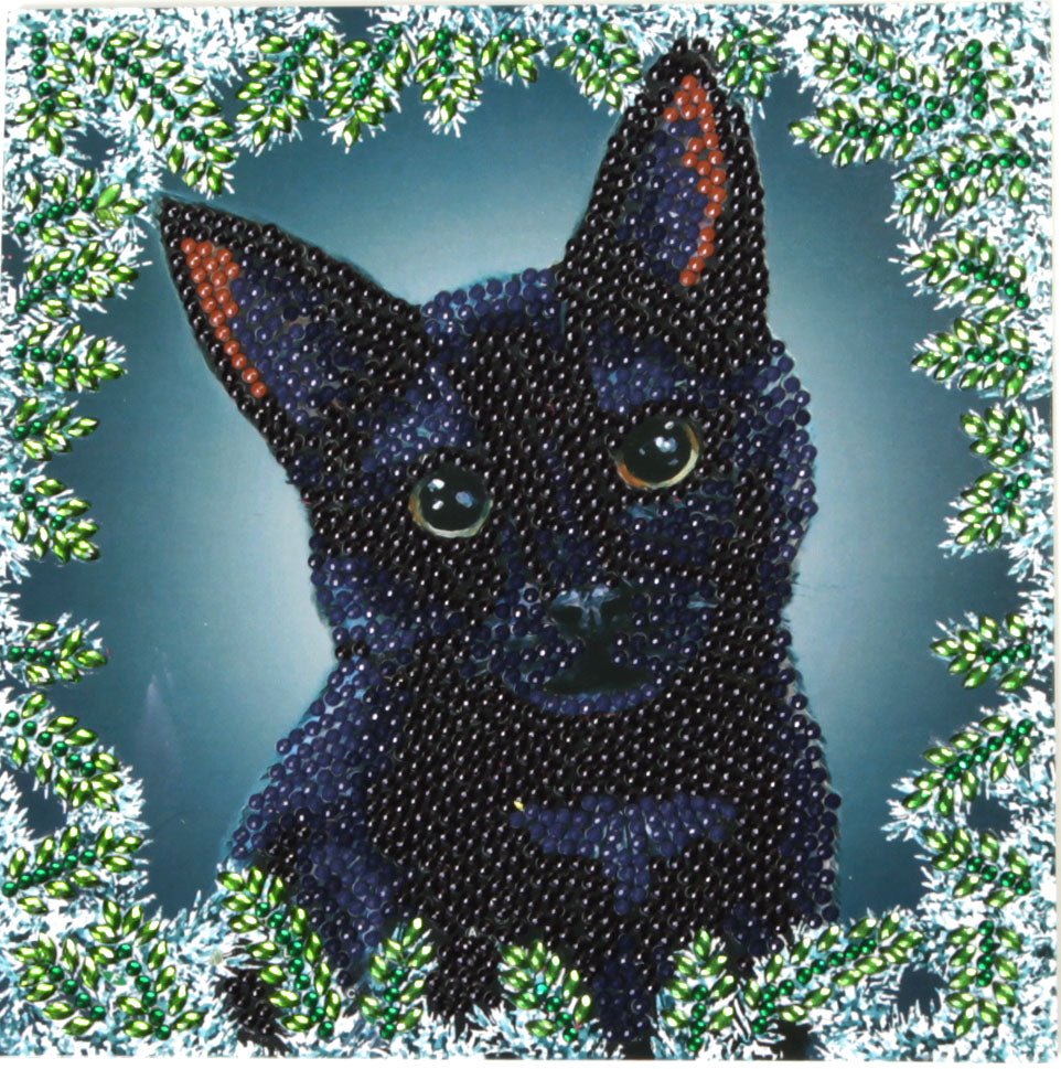 "Christmas Cat" Crystal Art Card 18x18cm